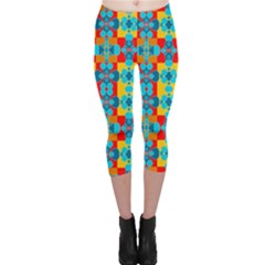 Pop Art Abstract Design Pattern Capri Leggings 