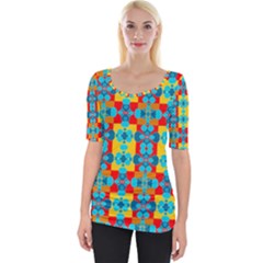 Pop Art Abstract Design Pattern Wide Neckline Tee