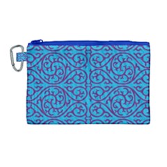 Monogram Blue Purple Background Canvas Cosmetic Bag (large)