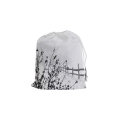 Snow Winter Cold Landscape Fence Drawstring Pouches (small)  by BangZart