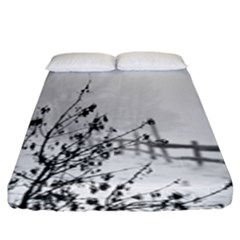 Snow Winter Cold Landscape Fence Fitted Sheet (king Size) by BangZart