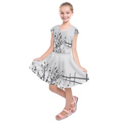 Snow Winter Cold Landscape Fence Kids  Short Sleeve Dress by BangZart