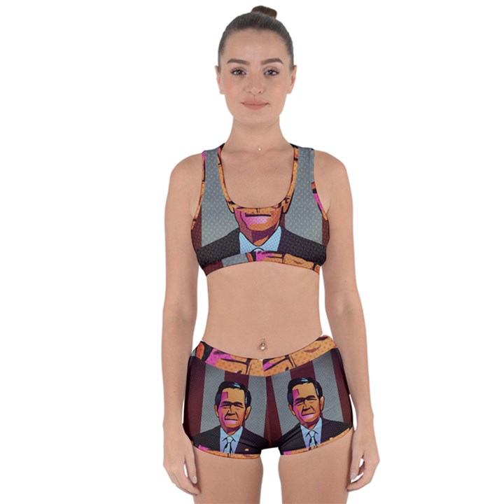 George W Bush Pop Art President Usa Racerback Boyleg Bikini Set