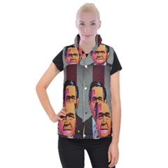 George W Bush Pop Art President Usa Women s Button Up Puffer Vest by BangZart