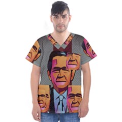 George W Bush Pop Art President Usa Men s V-neck Scrub Top