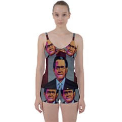 George W Bush Pop Art President Usa Tie Front Two Piece Tankini by BangZart