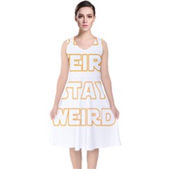 Stay Weird V-neck Midi Sleeveless Dress 