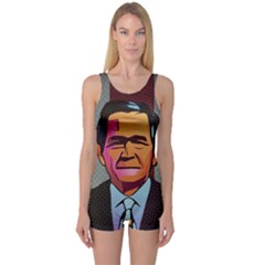 George W Bush Pop Art President Usa One Piece Boyleg Swimsuit by BangZart