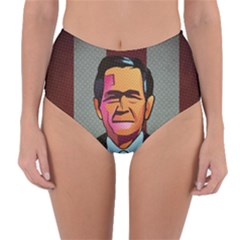 George W Bush Pop Art President Usa Reversible High-waist Bikini Bottoms by BangZart