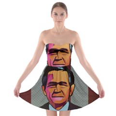 George W Bush Pop Art President Usa Strapless Bra Top Dress by BangZart