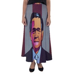 George W Bush Pop Art President Usa Flared Maxi Skirt by BangZart