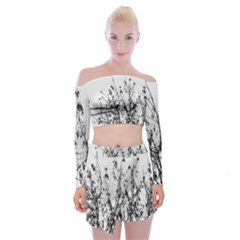 Snow Winter Cold Landscape Fence Off Shoulder Top With Mini Skirt Set by BangZart