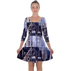 House Old Shed Decay Manufacture Quarter Sleeve Skater Dress