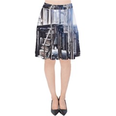 House Old Shed Decay Manufacture Velvet High Waist Skirt