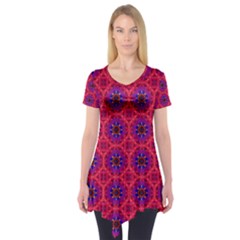 Retro Abstract Boho Unique Short Sleeve Tunic 