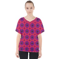 Retro Abstract Boho Unique V-neck Dolman Drape Top