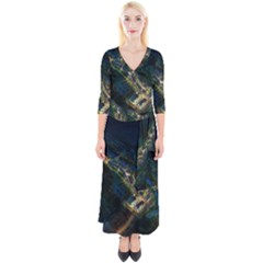 Commercial Street Night View Quarter Sleeve Wrap Maxi Dress