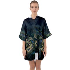 Commercial Street Night View Quarter Sleeve Kimono Robe