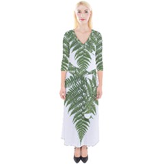 Boating Nature Green Autumn Quarter Sleeve Wrap Maxi Dress