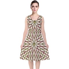 Kaleidoscope Online Triangle V-neck Midi Sleeveless Dress 