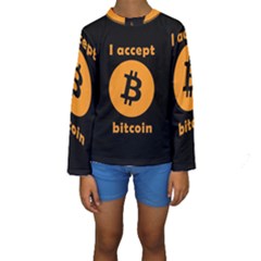 I Accept Bitcoin Kids  Long Sleeve Swimwear by Valentinaart