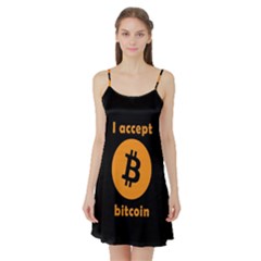 I Accept Bitcoin Satin Night Slip by Valentinaart