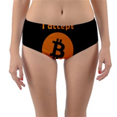 I Accept Bitcoin Reversible Mid-waist Bikini Bottoms by Valentinaart