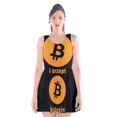 I Accept Bitcoin Scoop Neck Skater Dress by Valentinaart