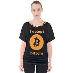 I Accept Bitcoin V-neck Dolman Drape Top