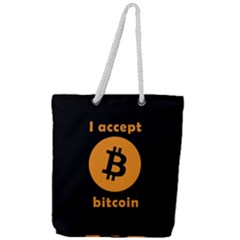 I Accept Bitcoin Full Print Rope Handle Tote (large) by Valentinaart