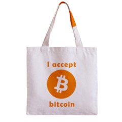 I Accept Bitcoin Zipper Grocery Tote Bag by Valentinaart