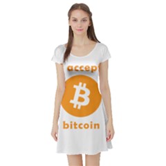 I Accept Bitcoin Short Sleeve Skater Dress by Valentinaart