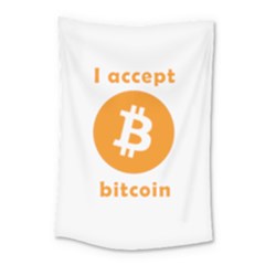 I Accept Bitcoin Small Tapestry by Valentinaart