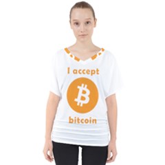 I Accept Bitcoin V-neck Dolman Drape Top