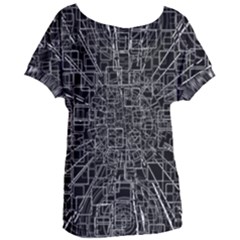 Black Abstract Structure Pattern Women s Oversized Tee by BangZart