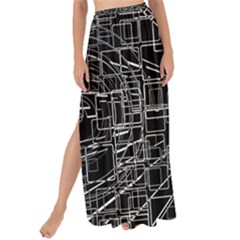 Black Abstract Structure Pattern Maxi Chiffon Tie-up Sarong