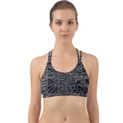 Black Abstract Structure Pattern Back Web Sports Bra