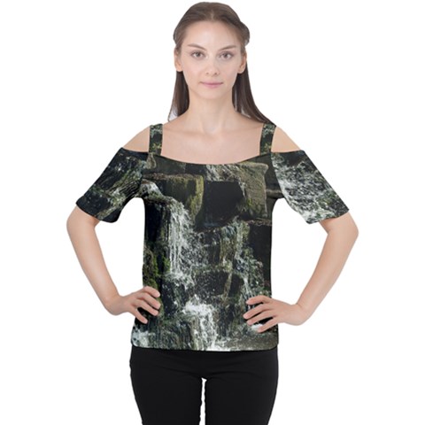 Water Waterfall Nature Splash Flow Cutout Shoulder Tee by BangZart