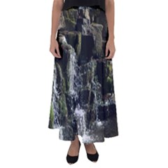 Water Waterfall Nature Splash Flow Flared Maxi Skirt by BangZart