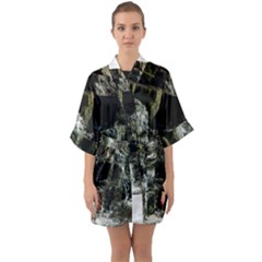 Water Waterfall Nature Splash Flow Quarter Sleeve Kimono Robe