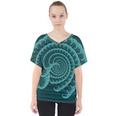 Fractals Form Pattern Abstract V-neck Dolman Drape Top