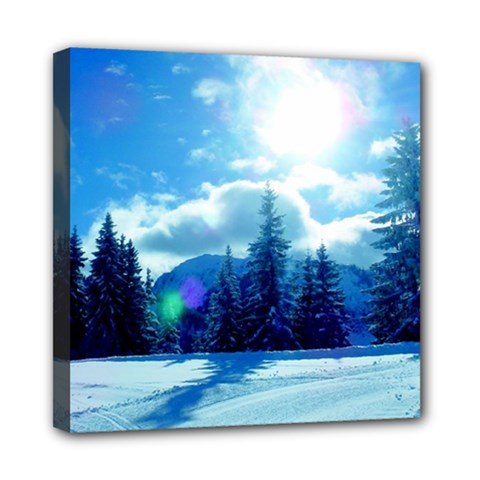 Ski Holidays Landscape Blue Mini Canvas 8  X 8  by BangZart