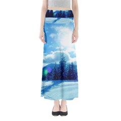 Ski Holidays Landscape Blue Full Length Maxi Skirt by BangZart