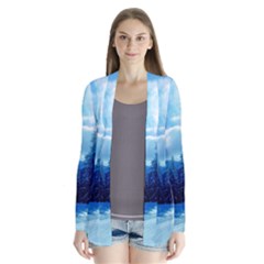 Ski Holidays Landscape Blue Drape Collar Cardigan by BangZart