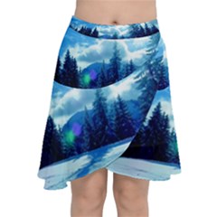 Ski Holidays Landscape Blue Chiffon Wrap