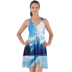 Ski Holidays Landscape Blue Show Some Back Chiffon Dress by BangZart