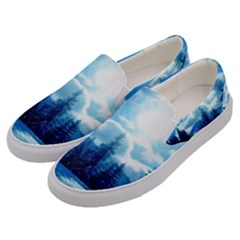 Ski Holidays Landscape Blue Men s Canvas Slip Ons