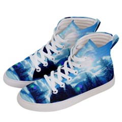 Ski Holidays Landscape Blue Men s Hi-top Skate Sneakers