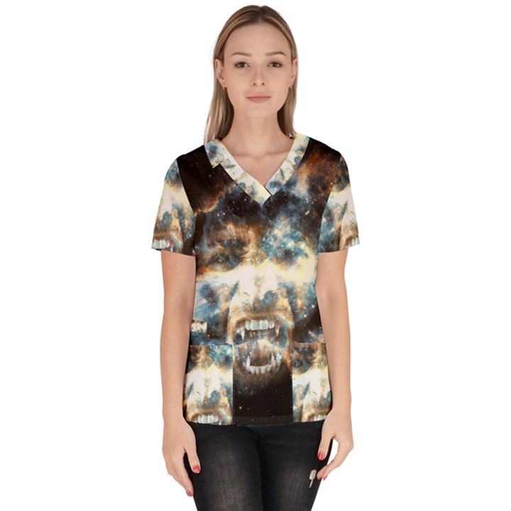 Universe Vampire Star Outer Space Scrub Top