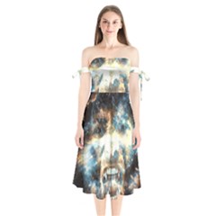 Universe Vampire Star Outer Space Shoulder Tie Bardot Midi Dress by BangZart